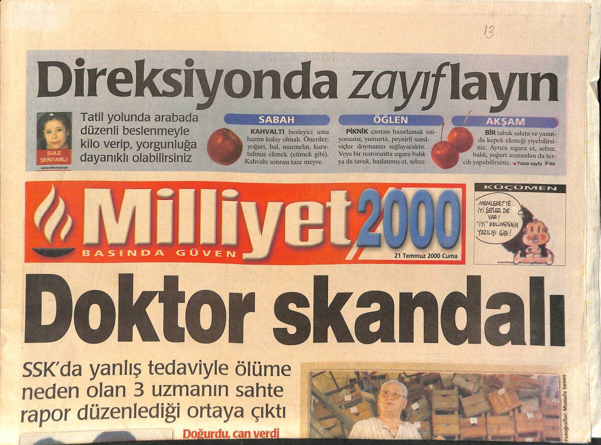 Milliyet 2000 Gazetesi 21 Temmuz 2000 - En Pahalı Latin Jennifer Lopez - Doktor Skandalı GZ2075 - 1