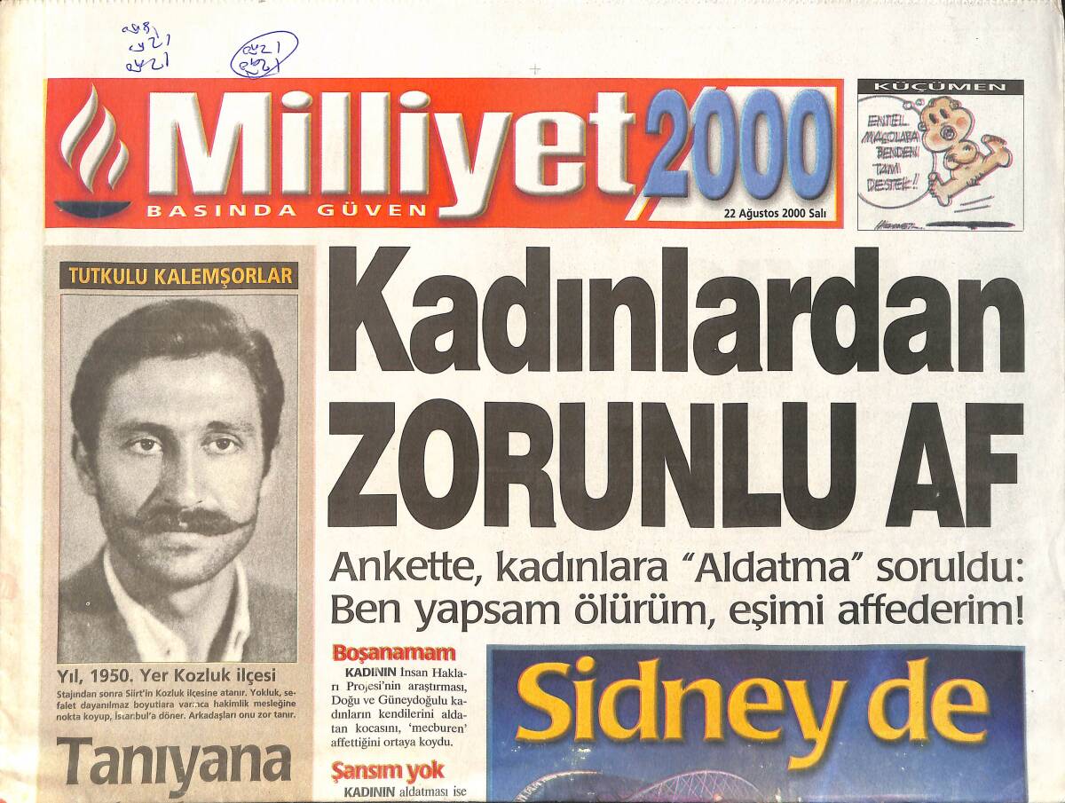 Milliyet 2000 Gazetesi 22 Ağustos 2000 - Naim De Hazır - Popun Yıldızı Bengü: Kenan Doğulu Elimden Tuttu GZ2889 - 1