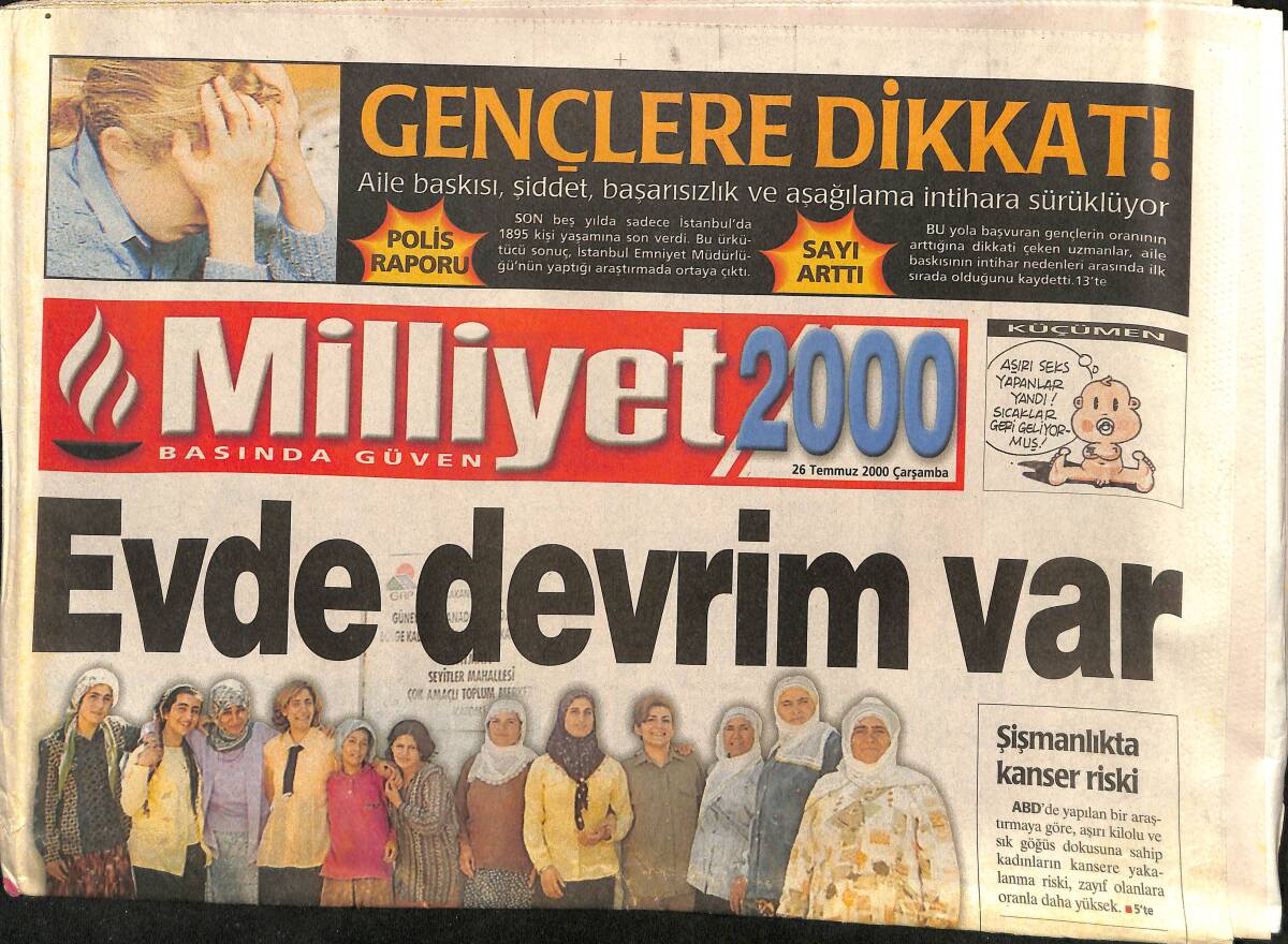 Milliyet 2000 Gazetesi 26 Temmuz 2000 - Muazzez Ersoy'dan Esra'ya Destek - Zaman Karşı Duran Kadın Raquel Welch GZ157405 - 1
