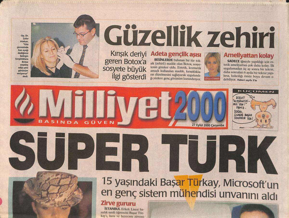 Milliyet 2000 Gazetesi 27 Eylül 2000 - Perihan Savaş Müzikalde Oynayacak - Levent Coşkusu - Çağlar Boyu Madonna GZ3335 - 1