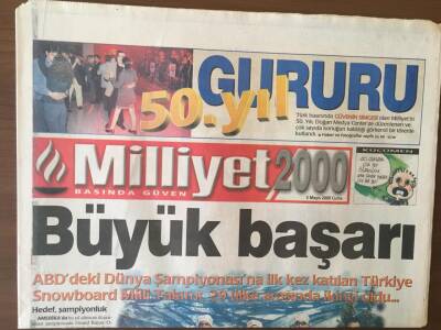 Milliyet 2000 Gazetesi 5 Mayıs 2000 - Snowboard Milli Takımı 29 Ülke Arasında İkinci Oldu GZ6771 - 1