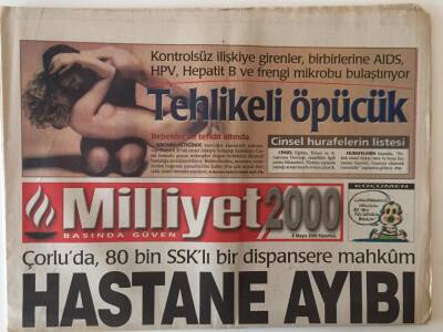 Milliyet 2000 Gazetesi 8 Mayıs 2000 - Çorluda 80 Bin SSKlı Bir Dispansere Mahkum , Hastane Ayıbı GZ20583 - 1