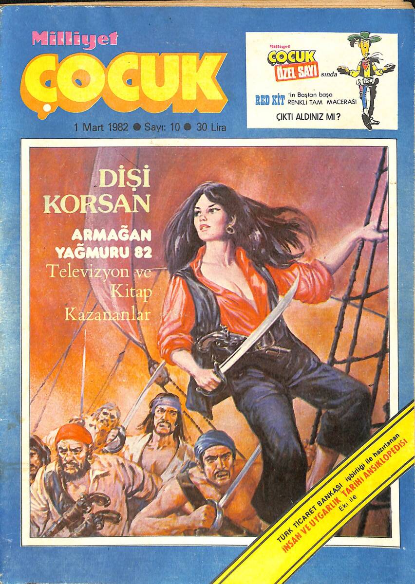 Milliyet Çocuk 1 Mart 1982 Sayı: 10 - Red Kit - Tarzan - Şimşek Santrafor NDR97380 - 1