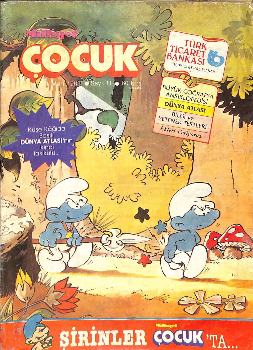 Milliyet Çocuk 11 Mart 1985 Sayı: 11 - Red Kit - Şirinler - Şimşek Santrafor NDR97326 - 1