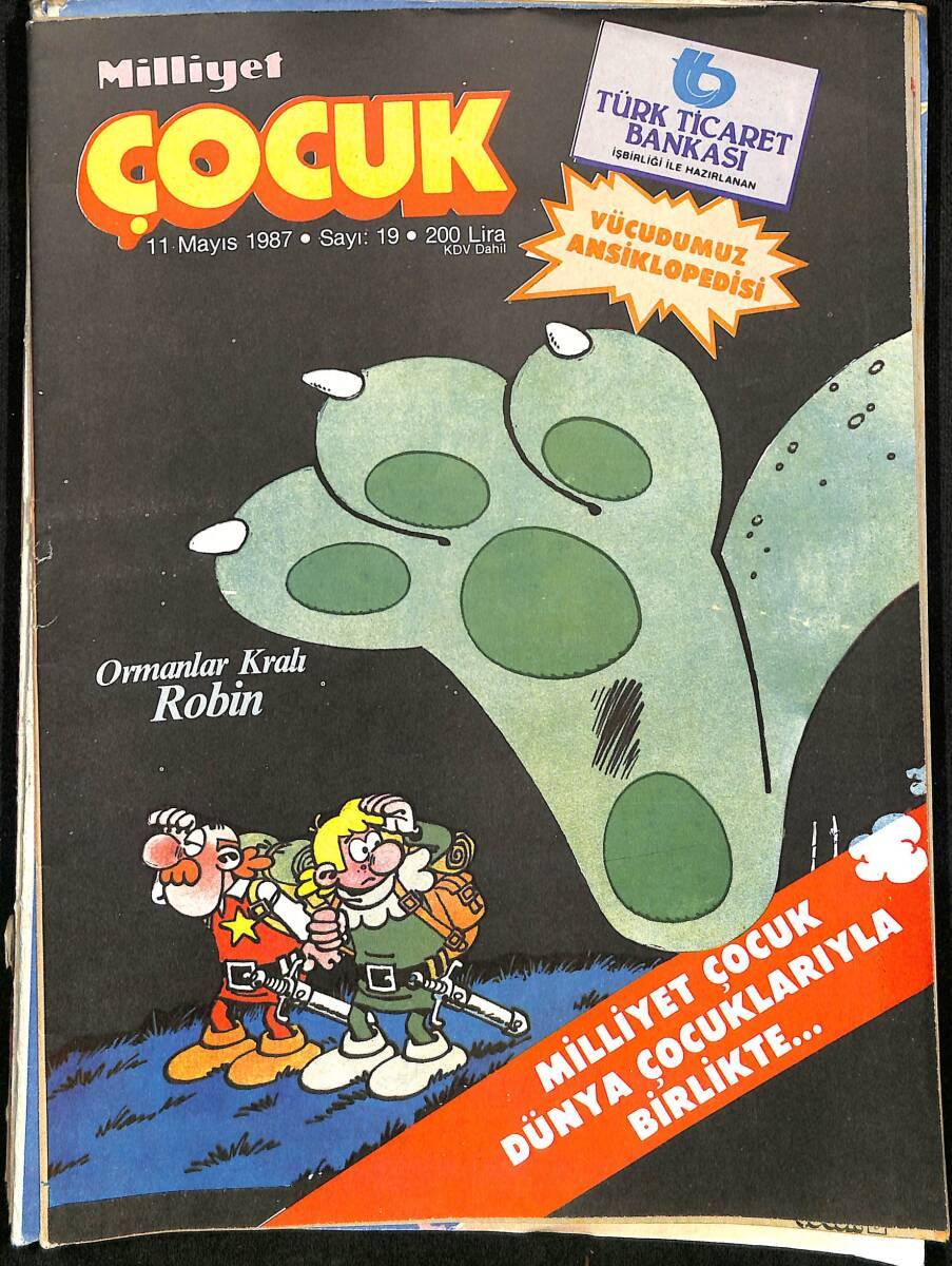 Milliyet Çocuk 11 Mayıs 1987 Sayı: 19 - Kapak: Ormanlar Kralı Robin - Define Adası NDR98097 - 1