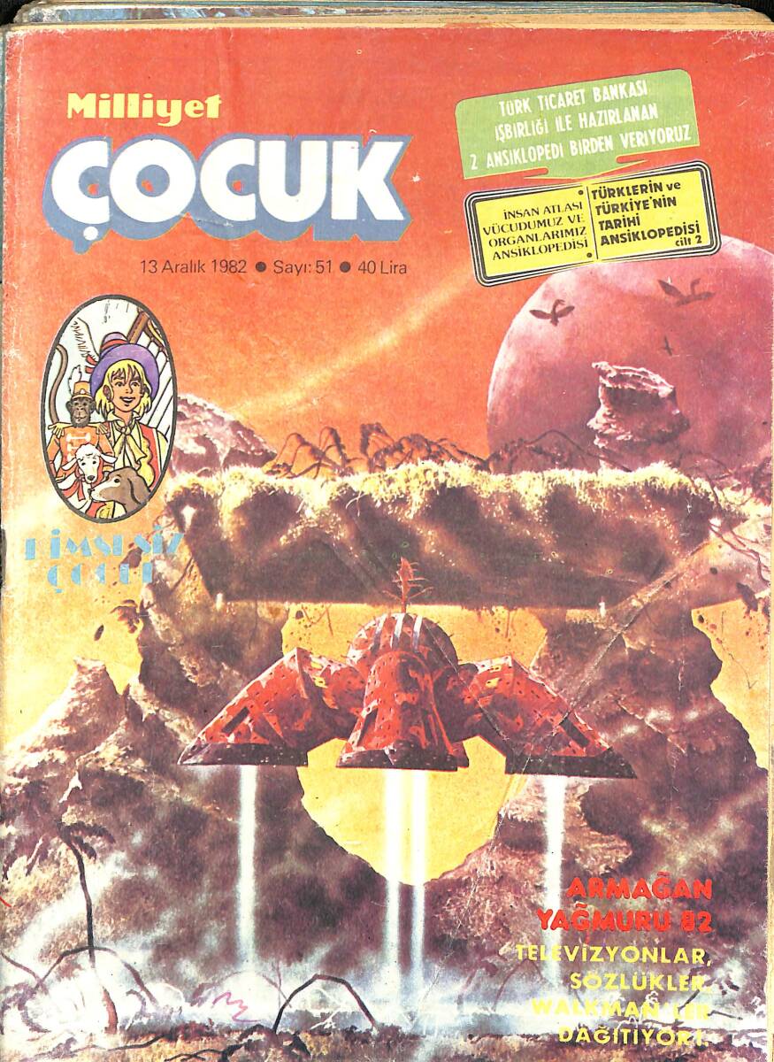 Milliyet Çocuk 13 Aralık 1982 Sayı: 51 - Red Kit - Tarzan - Pele, Pepsi Reklamı - Demir Yumruklu Adam - Gülşen Bubikoğlu - Hülya Koçyiğit NDR98115 - 1