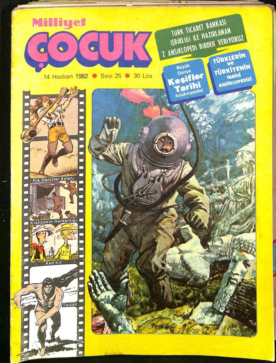 Milliyet Çocuk 14 Haziran 1982 Sayı: 25 - Red Kit - Tarzan - Rik Denizler Aslanı NDR98084 - 1