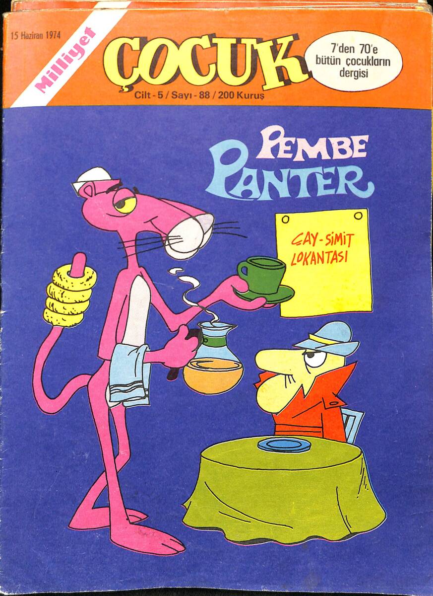 Milliyet Çocuk 15 Haziran 1974 Sayı: 88 - Kapak: Pembe Panter - Red Kit - Örümcek Adam - Stanislas NDR98120 - 1