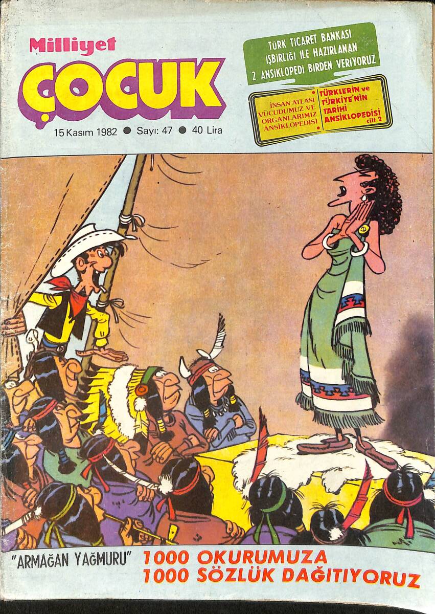 Milliyet Çocuk 15 Kasım 1982 Sayı: 47 - Red Kit - Kronos - Tarzan - Gaddar Davut - Cim Cime - Yeşil Mumya NDR98192 - 1