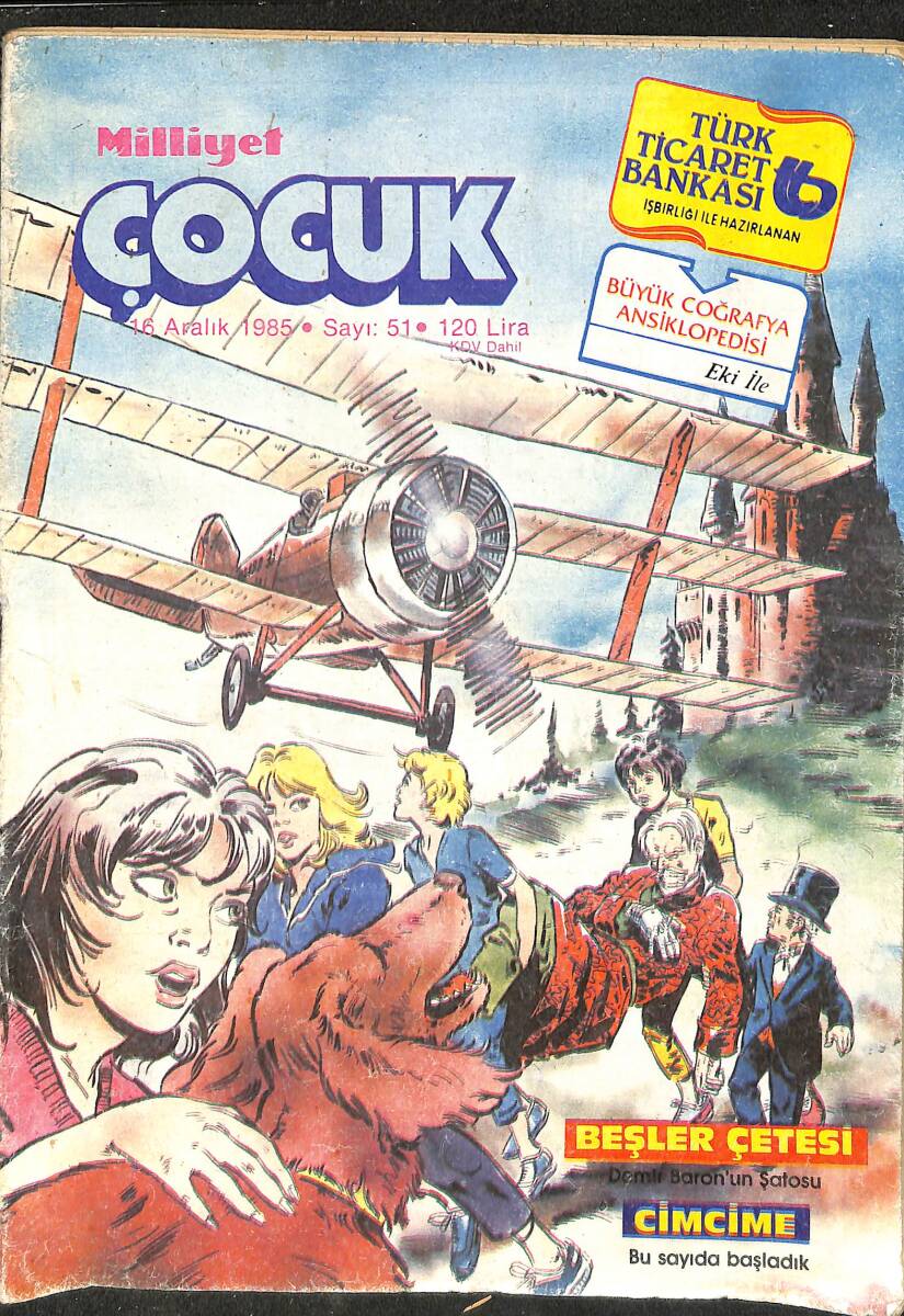 Milliyet Çocuk 16 Aralık 1985 Sayı: 51 - Red Kit - Kaptan Cousteau - Ormanlar Kralı Robin NDR97349 - 1