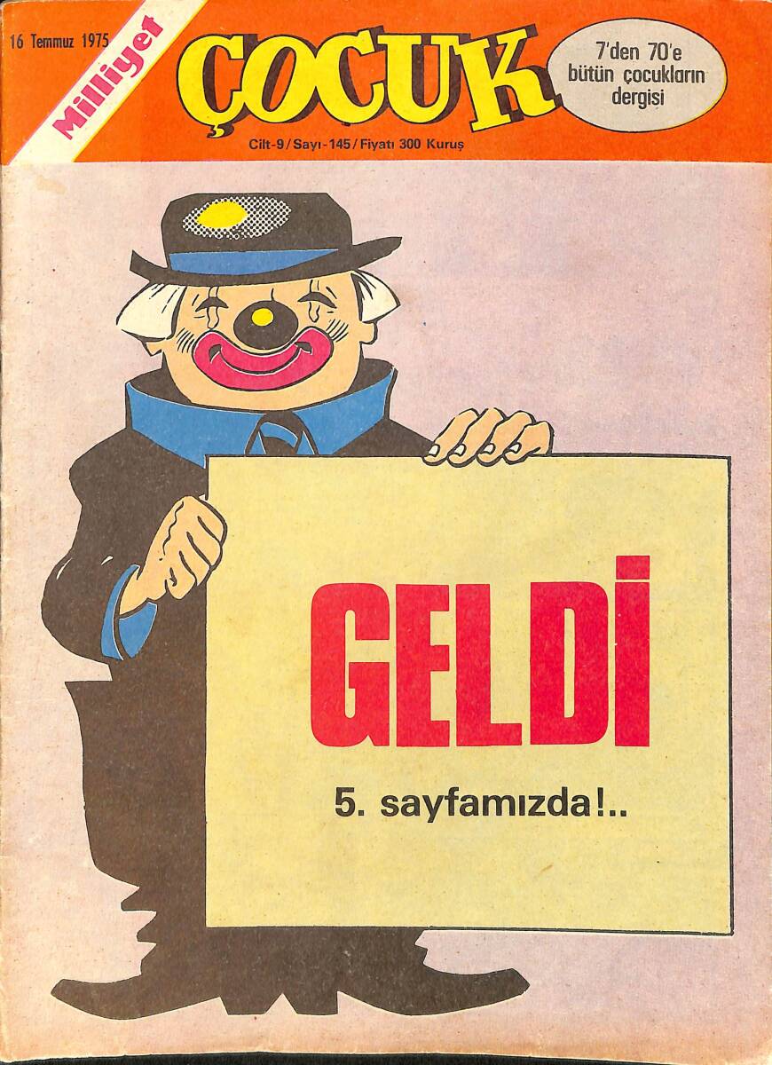 Milliyet Çocuk 16 Temmuz 1975 Sayı: 145 - Şampiyon - Kaptan Erik - Pembe Panter - Örümcek Adam - Red Kit NDR98049 - 1