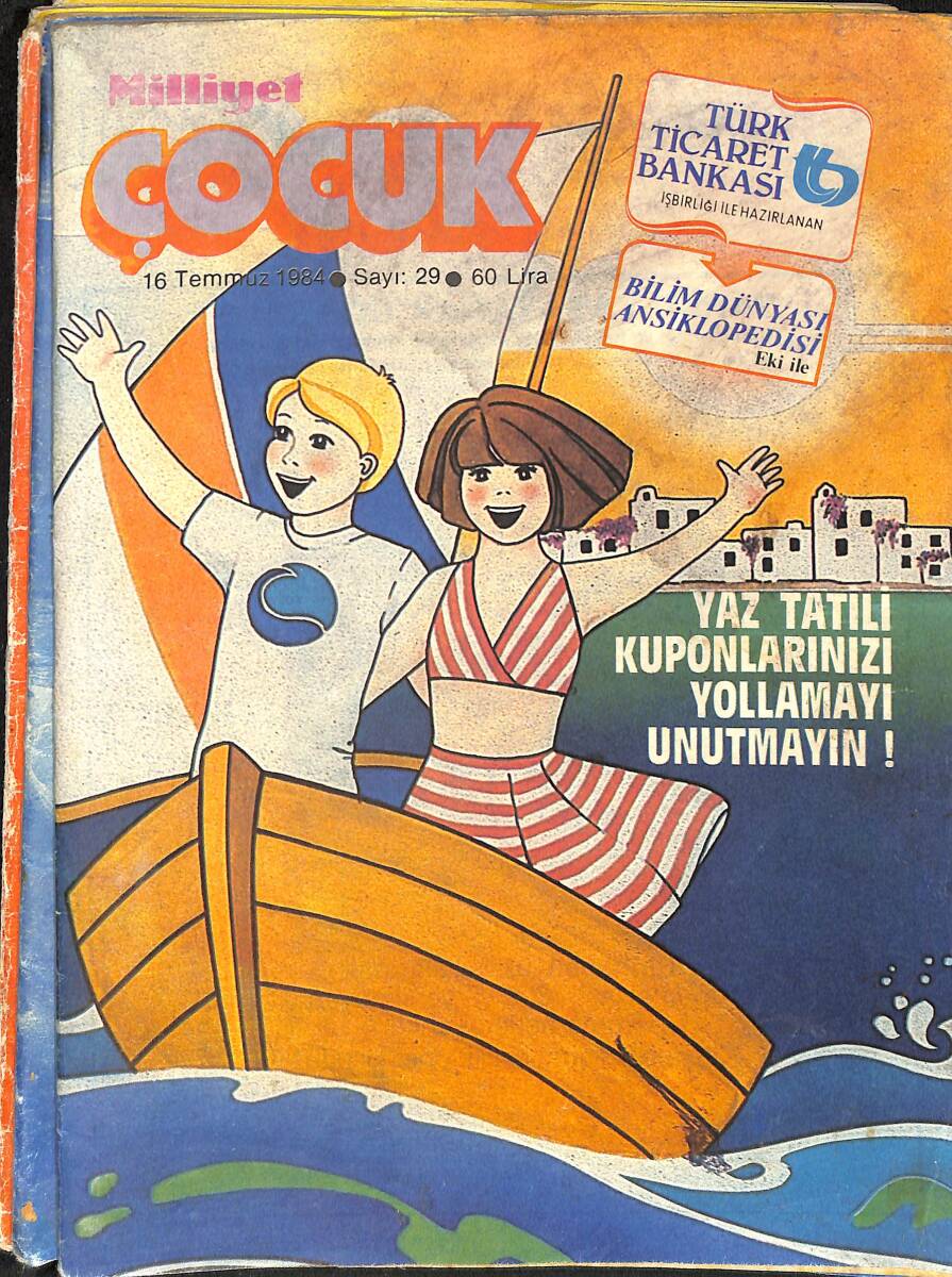 Milliyet Çocuk 16 Temmuz 1984 Sayı: 29 - Beşler Çetesi - Red Kit - Kahraman Pilotlar - Ülker Pembo Sakız Reklamı NDR98337 - 1