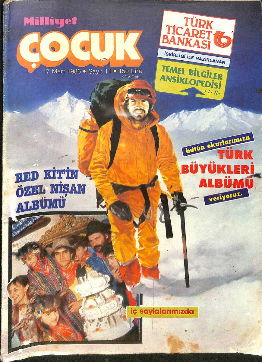 Milliyet Çocuk 17 Mart 1986 Sayı: 11 - Red Kit - Kaptan Cousteau - Şimşek Santafor - Dünya Kupası NDR97411 - 1