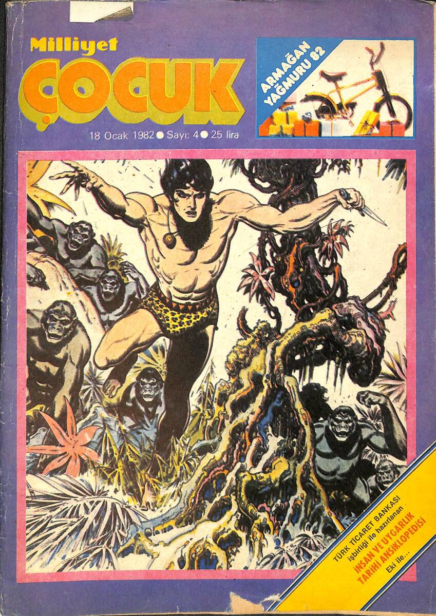 Milliyet Çocuk 18 Ocak 1982 Sayı: 4 - Red Kit - Baytekin - Tarzan - Şimşek Santrafor NDR97428 - 1