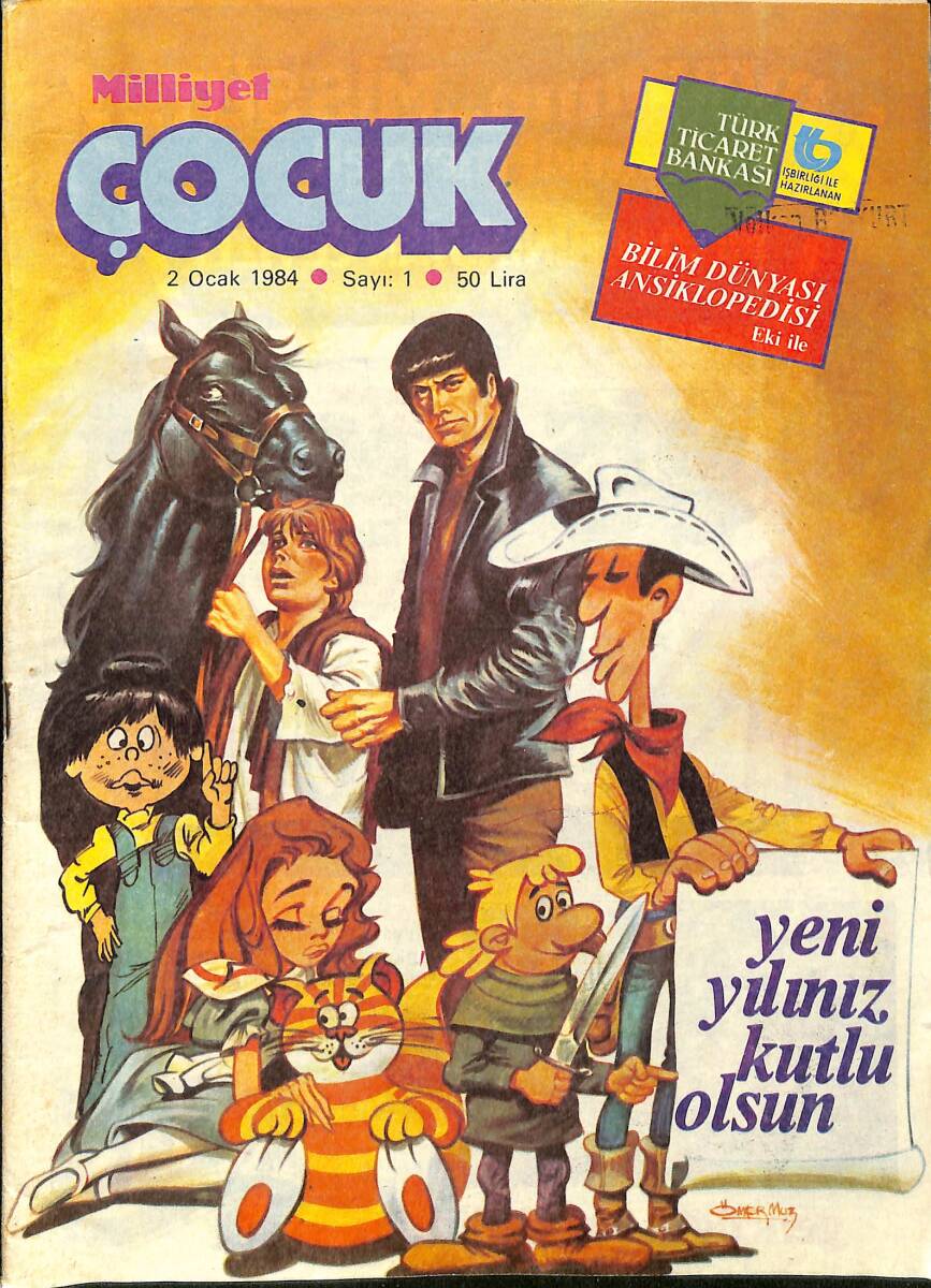 Milliyet Çocuk 2 Ocak 1984 Sayı: 1 - Red Kit - Siyah Kısrak - Bob Morane - Şerlok NDR98068 - 1
