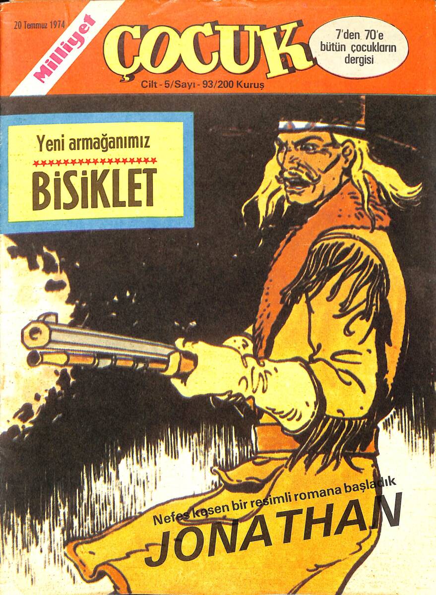 Milliyet Çocuk 20 Temmuz 1974 Sayı: 93 - Red Kit - Jonathan Cartland - Örümcek Adam - Pembe Panter NDR98116 - 1