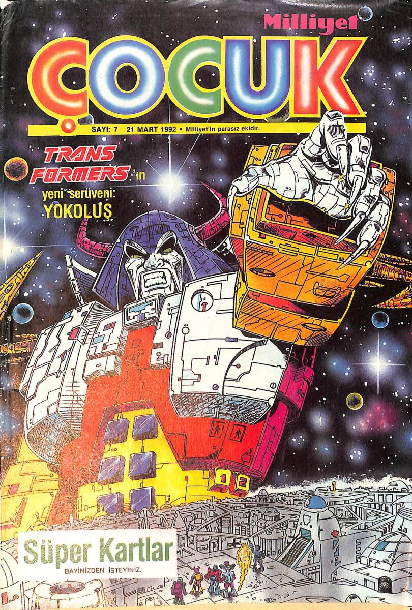Milliyet Çocuk 21 Mart 1992 Sayı: 7 - Red Kit - Transformers - Sherlock Holmes - Tex Kalabah Katliamı Sayı:7 NDR97418 - 1