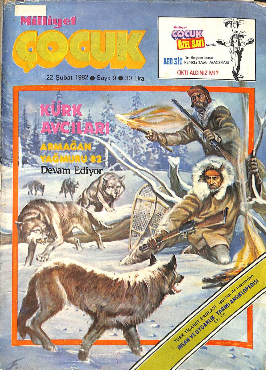 Milliyet Çocuk 22 Şubat 1982 Sayı: 9 - Red Kit - Tarzan - Şimşek Santrafor - Lezzetta Çikolata Reklamı NDR97439 - 1