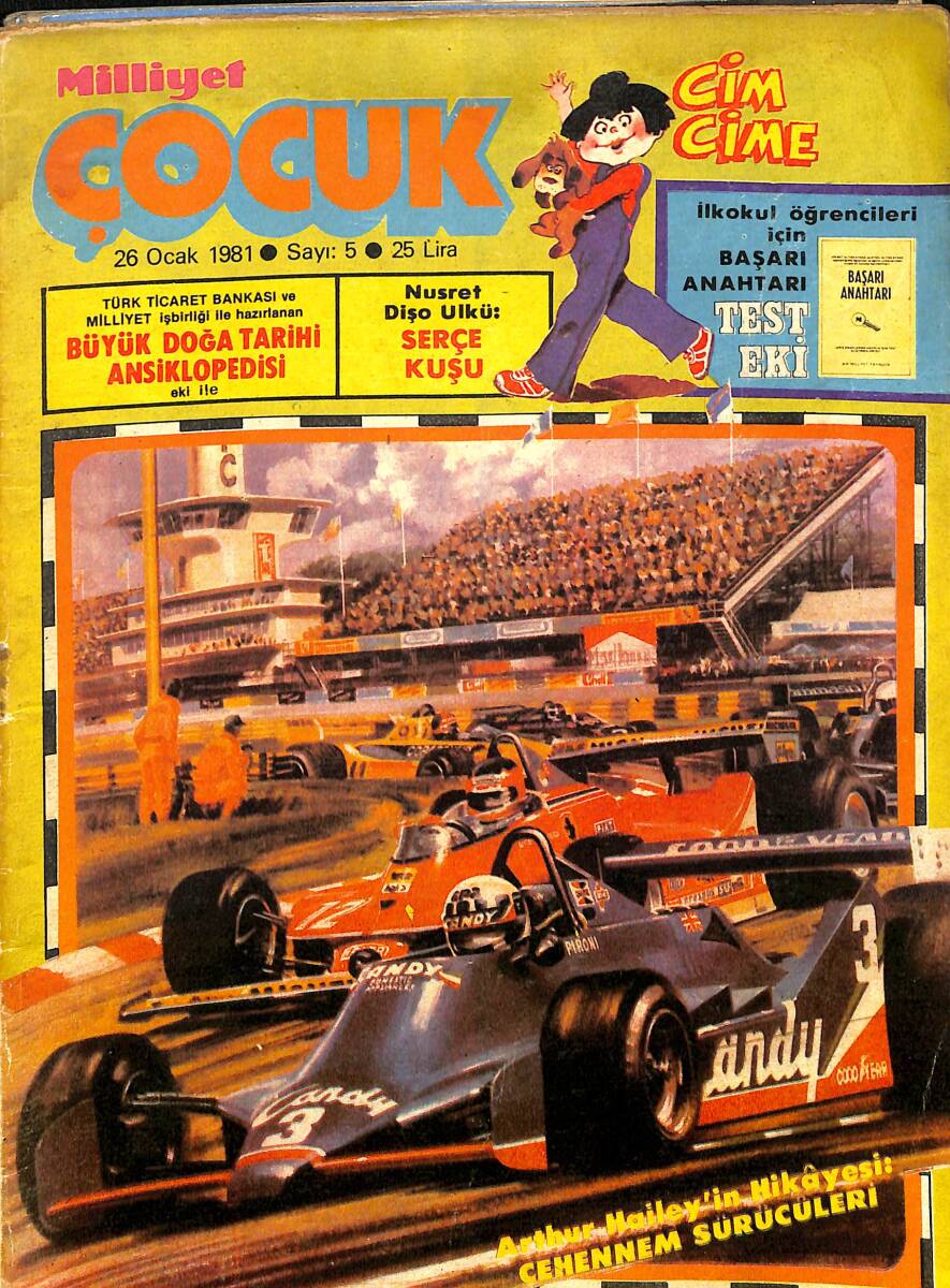 Milliyet Çocuk 26 Ocak 1981 Sayı: 5 - Kapak: Formula 1 Yarışları - Red Kit - Pembe Panter - Kırk Ambar NDR98099 - 1