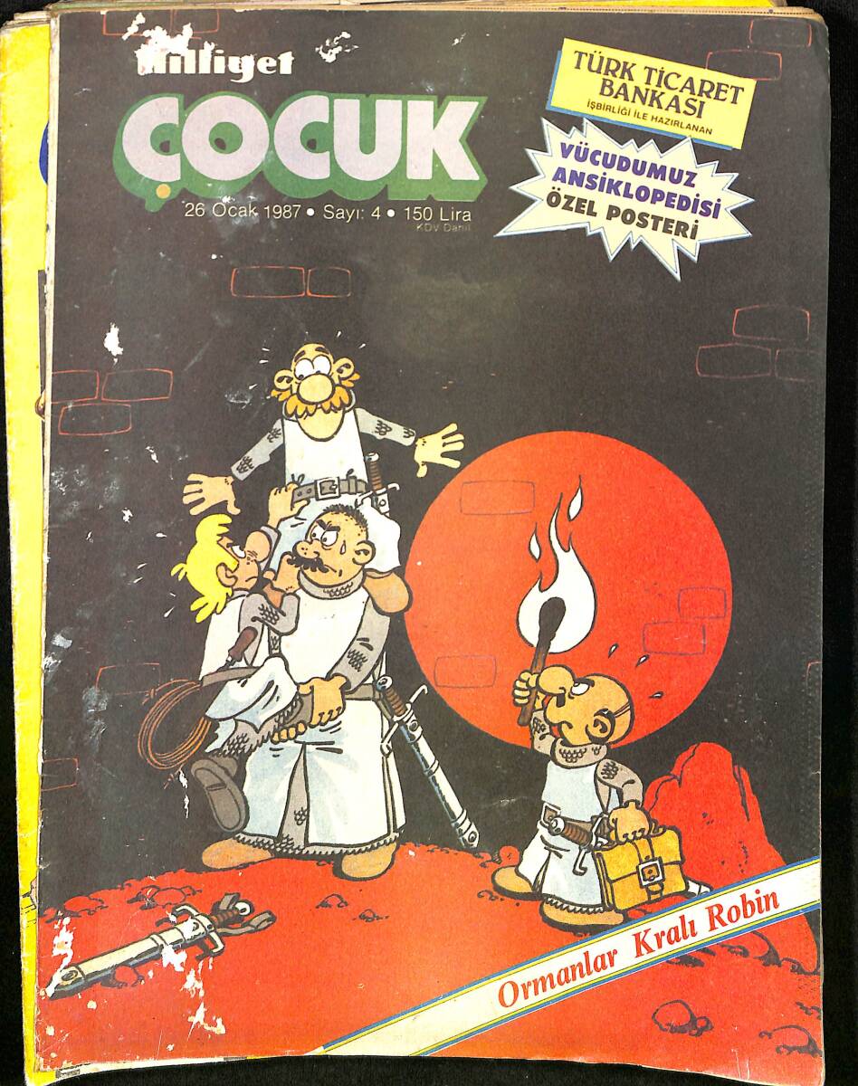 Milliyet Çocuk 26 Ocak 1987 Sayı: 4 - Kapak: Ormanlar Kralı Robin - Kent Marka Jelibon Reklamı - Mohikanların Sonu NDR98085 - 1