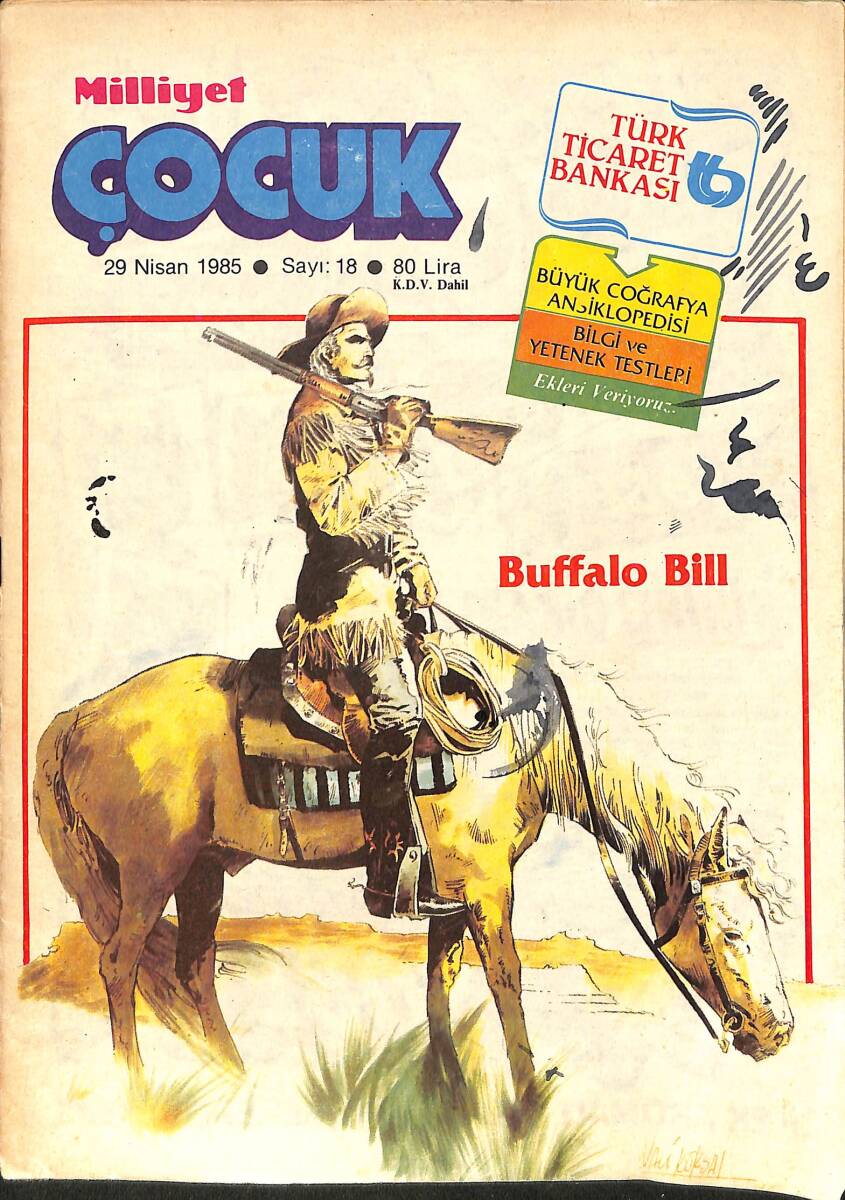 Milliyet Çocuk 29 Nisan 1985 Sayı: 18 - Red Kit - Şirinler - Buffalo Bill NDR98059 - 1
