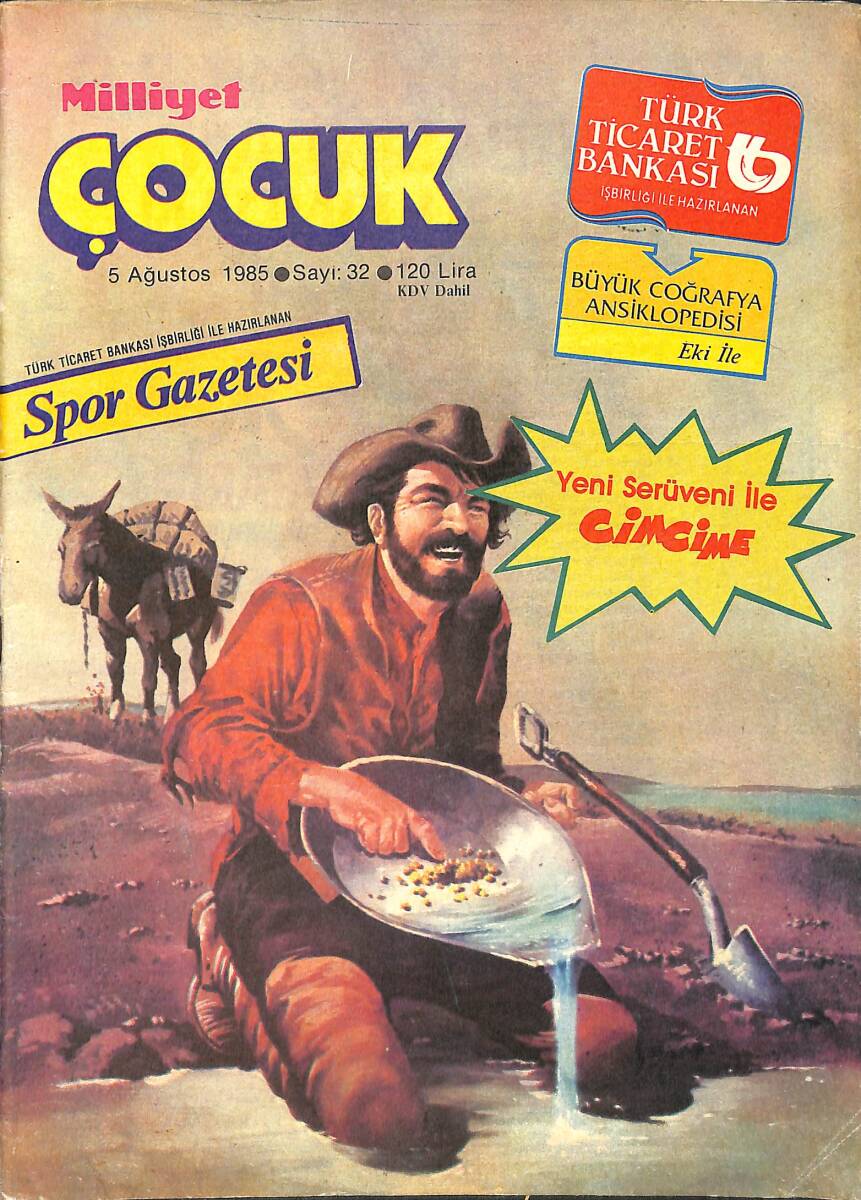 Milliyet Çocuk 5 Ağustos 1985 Sayı: 32 - Red Kit - Şirinler - Siyah Kısrak NDR97344 - 1