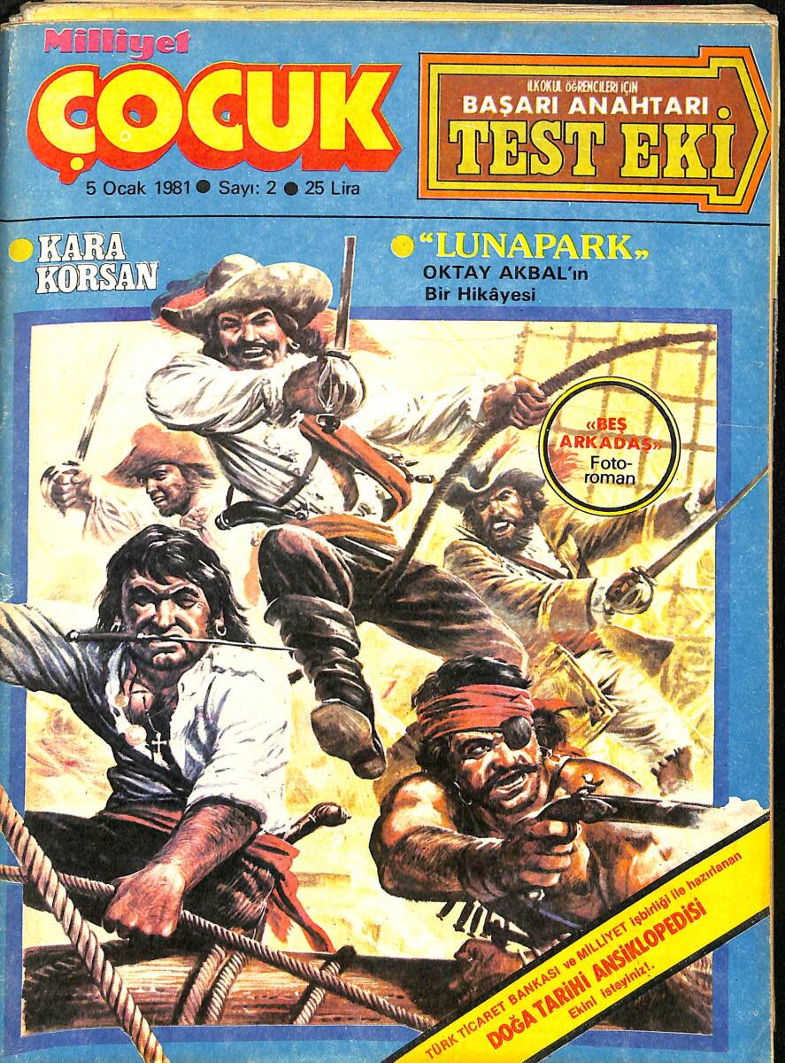 Milliyet Çocuk 5 Ocak 1982 Sayı: 2 - Red Kit - Pembe Panter - Kara Korsan - Türkan Şoray - Demir Yumruklu Adam - Doktor Cüneyt Arkın NDR98073 - 1