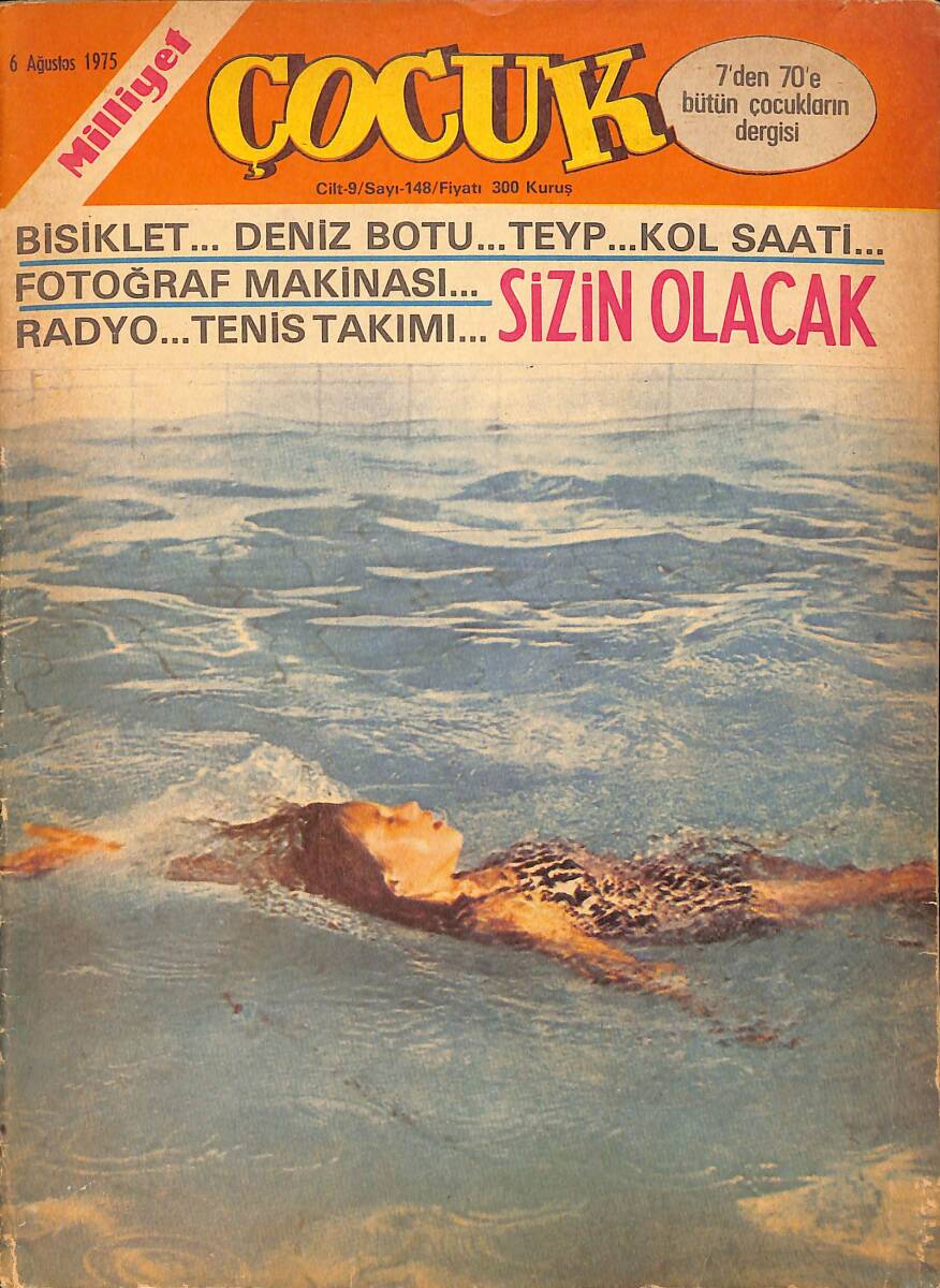 Milliyet Çocuk 6 Ağustos 1975 Sayı: 148 - Şampiyon - Kaptan Erik - Pembe Panter - Örümcek Adam - Red Kit NDR98047 - 1