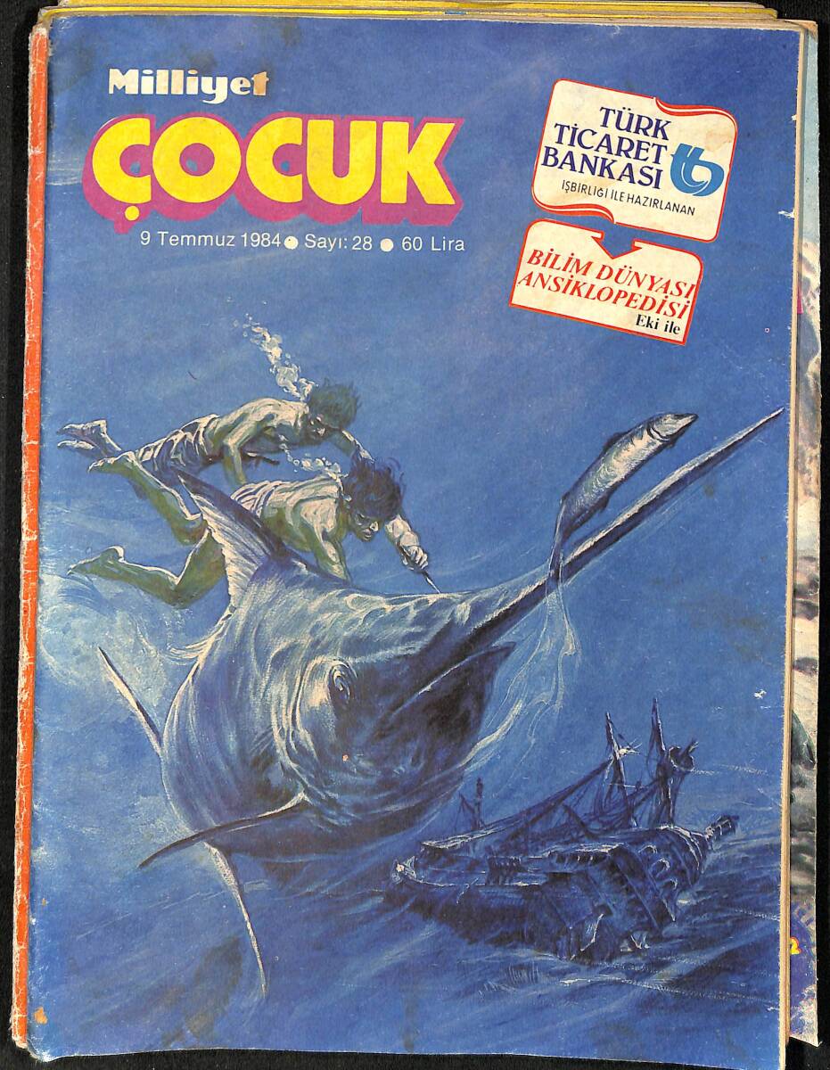 Milliyet Çocuk 9 Temmuz 1984 Sayı: 28 - Ülker Pembo Sakız Reklamı - Beşler Çetesi - Red Kit - Kahraman Pilotları - Afacanlar NDR98336 - 1