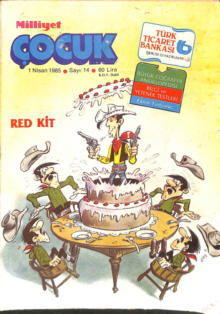 Milliyet Çocuk Dergisi 1 Nisan 1985 Sayı: 14 - Kapak: Red Kit - Şirinler - Altı Kafadar - Şimşek Santrafor - Sınıftaki Afacan NDR96035 - 1