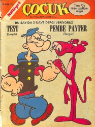 Milliyet Çocuk Dergisi 10 Aralık 1975 Sayı: 166 - Kapak: Temel Reis ve Pembe Panter - Red Kit - Kaygısızlar - Aristokratlar - Tatlı Cadı - Ten Ten NDR97168 - Gökçekoleksiyon