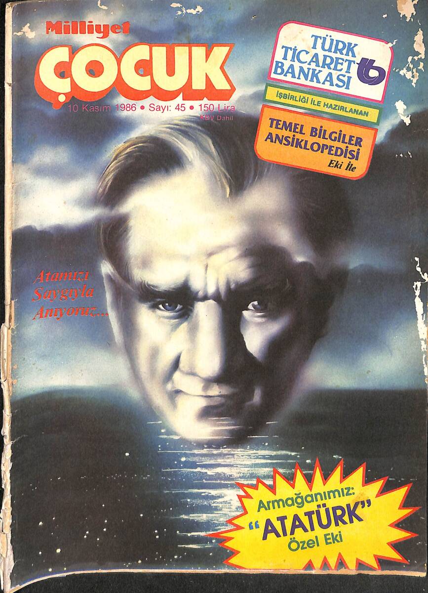 Milliyet Çocuk Dergisi 10 Kasım 1986 Sayı: 45 - Red Kit - Ormanlar Kralı Robin - Afacanlar - Bilmece Bulmaca - Dedektif Kemal - Şirinler NDR96045 - 1
