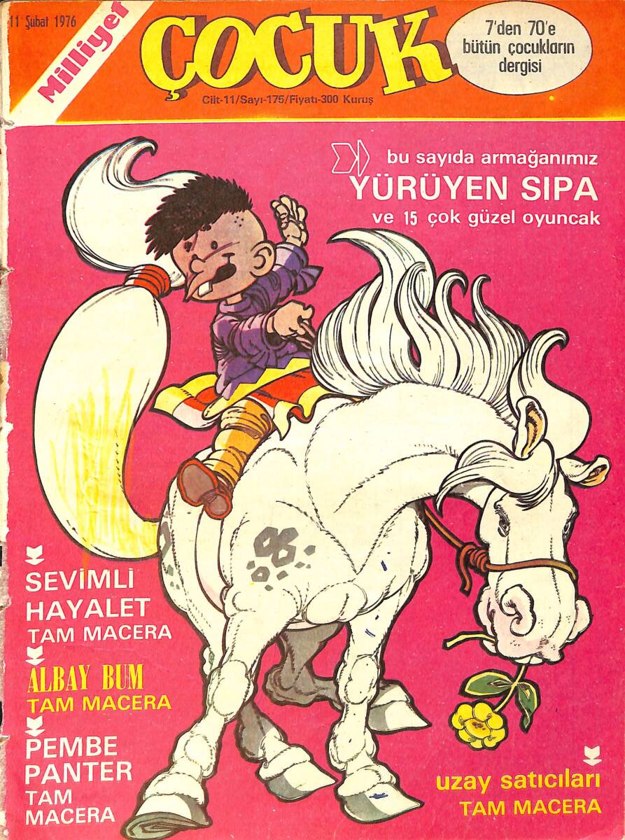 Milliyet Çocuk Dergisi 11 Şubat 1976 Sayı: 175 - Sevimli Hayalet - Pembe Panter - Albay Bum NDR97063 - 1