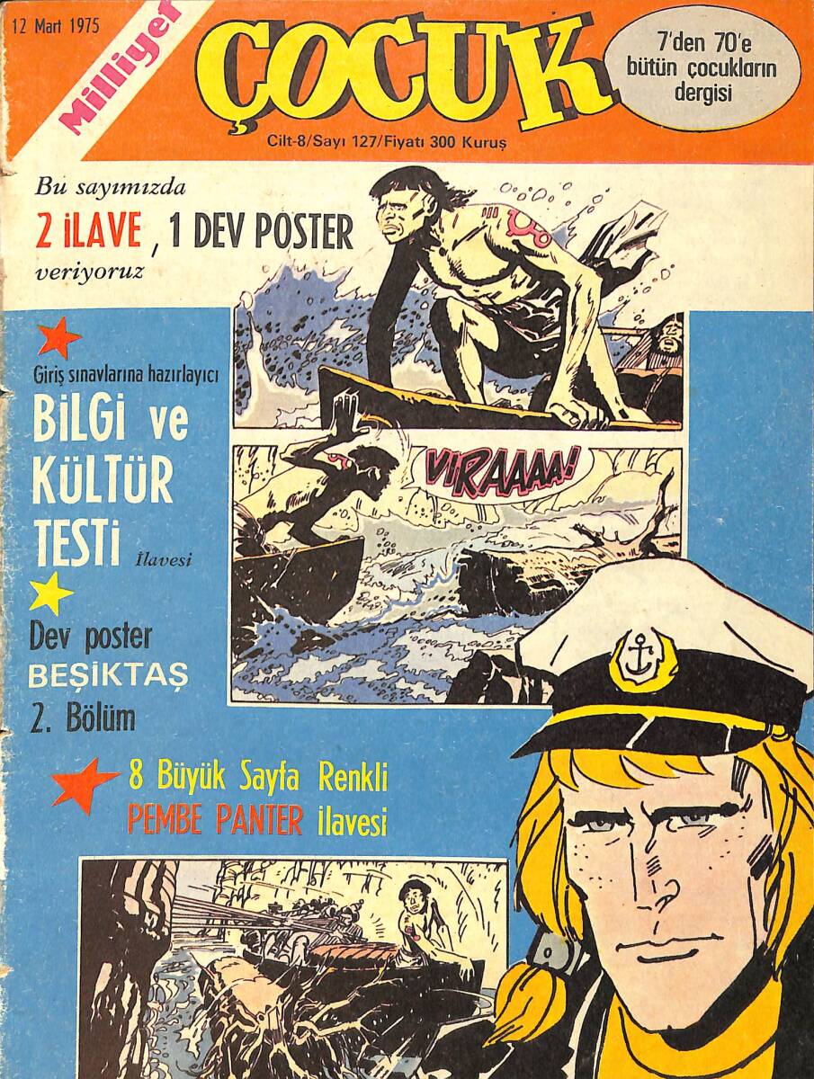 Milliyet Çocuk Dergisi 12 Mart 1975 Sayı: 127 - Şampiyon - Kaptan Erik - Red Kit - Örümcek Adam NDR97096 - 1