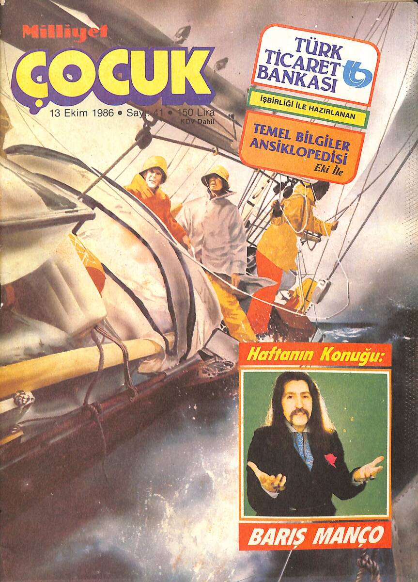 Milliyet Çocuk Dergisi 13 Ekim 1986 Sayı: 41 - Red Kit - Ormanlar Kralı Robin - Barış Manço - Bilmece Bulmaca - Korkusuz Sürücü - Şirinler NDR96049 - 1