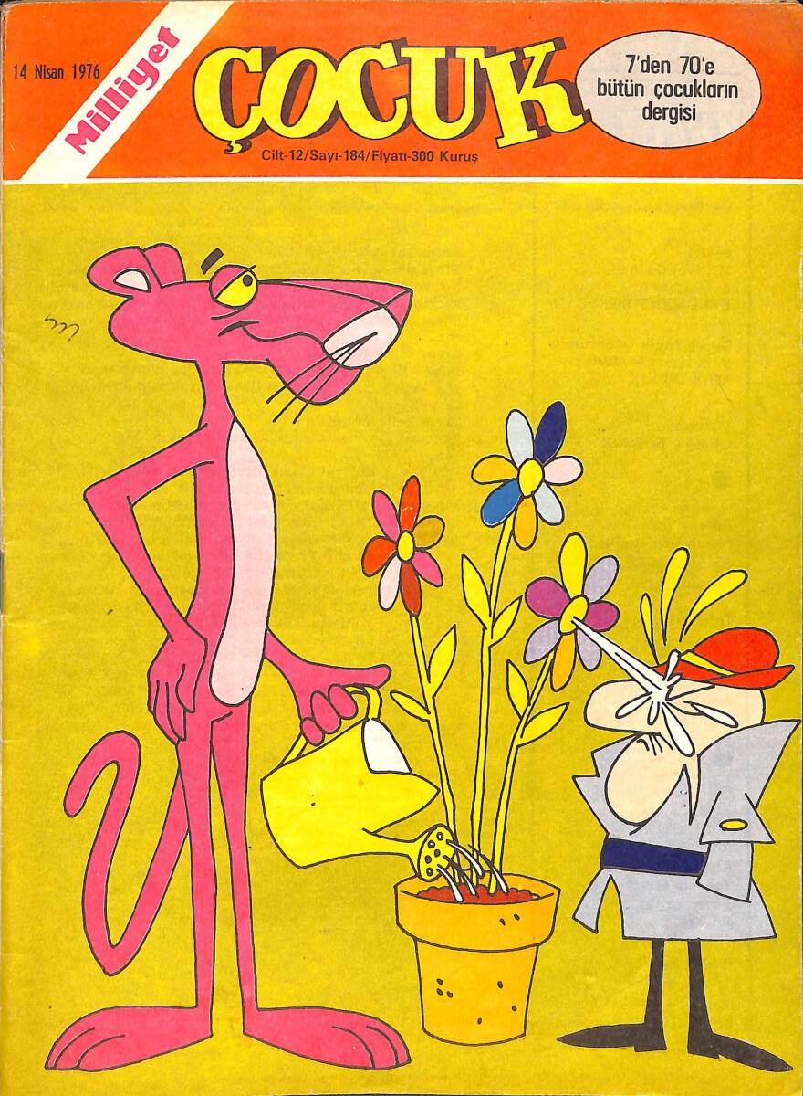 Milliyet Çocuk Dergisi 14 Nisan 1976 Sayı: 184 - Kaygısızlar - Pembe Panter - Örümcek Adam - Ten Ten NDR96041 - 1