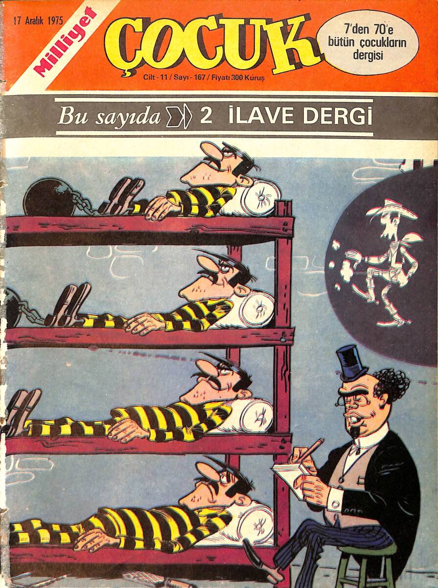 Milliyet Çocuk Dergisi 17 Aralık 1975 Sayı: 167 - Kapak: Daltonlar - Kaygısızlar - Red Kit - Aristokratlar - Temel Reis - Tatlı Cadı - Ten Ten NDR97170 - 1
