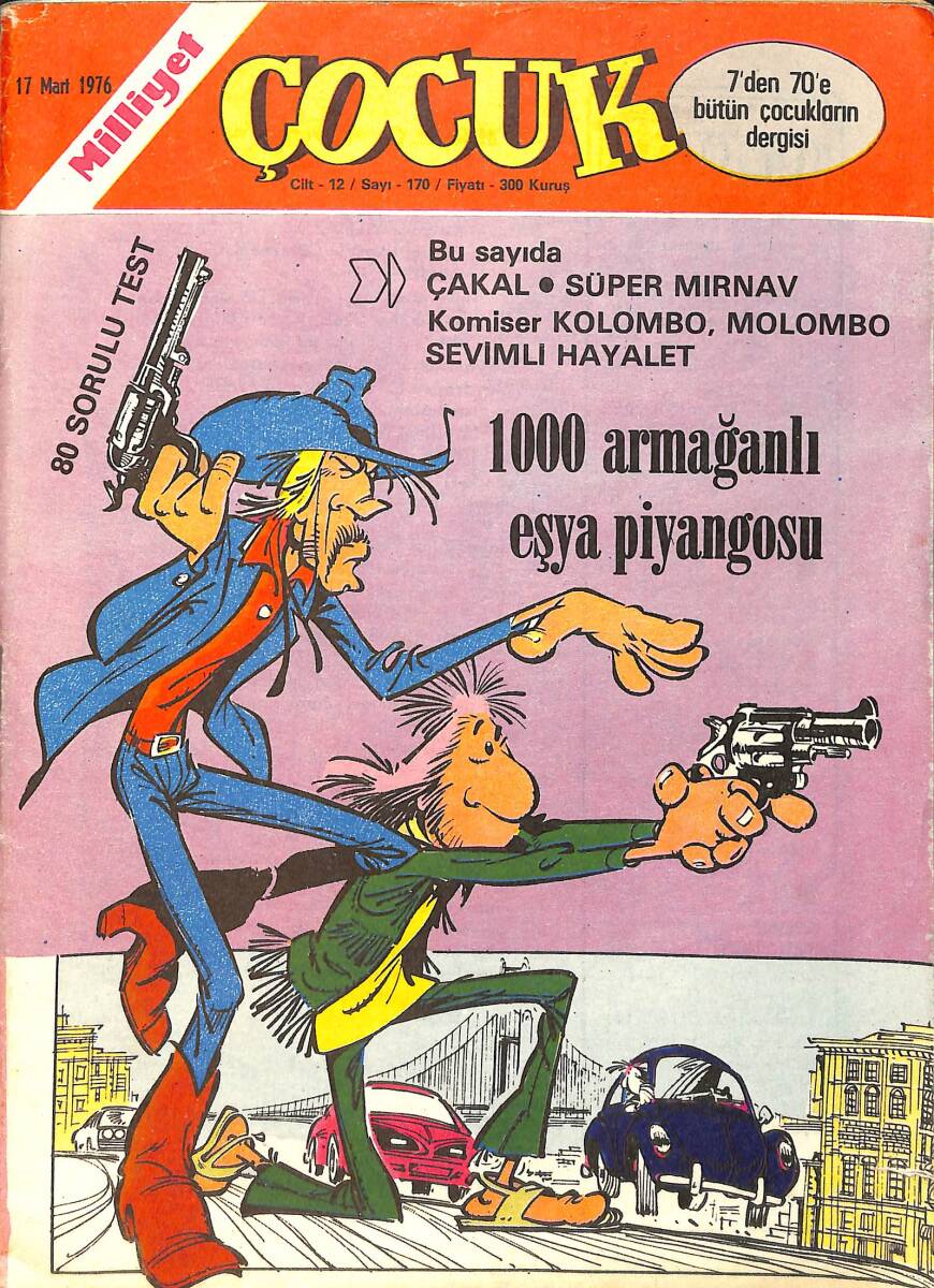 Milliyet Çocuk Dergisi 17 Mart 1976 Sayı: 170 - Süper Mırnav - Komiser Kolombo - Molombo Sevimli Hayalet - Çakal NDR95991 - 1