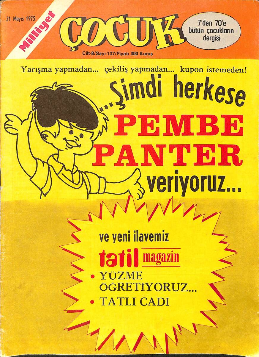 Milliyet Çocuk Dergisi 21 Mayıs 1975 Sayı:137 - Şampiyon, Red Kit, Zehir Hafiye, Örümcek Adam, Kaptan Erik NDR97281 - 1