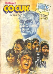 Milliyet Çocuk Dergisi 23 Nisan 1984 Sayı:17 - Kapak Atatürk, Red Kit, Jigantik NDR97276 - Gökçekoleksiyon