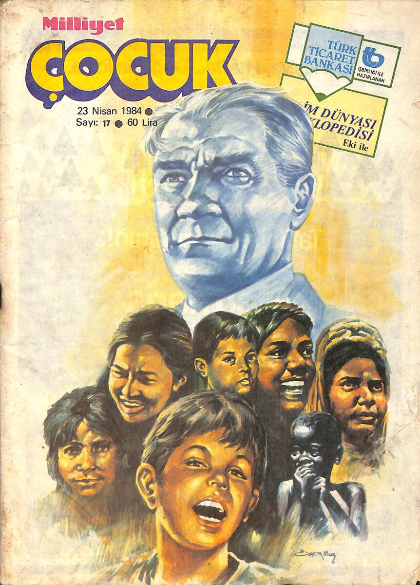 Milliyet Çocuk Dergisi 23 Nisan 1984 Sayı:17 - Kapak Atatürk, Red Kit, Jigantik NDR97276 - 1