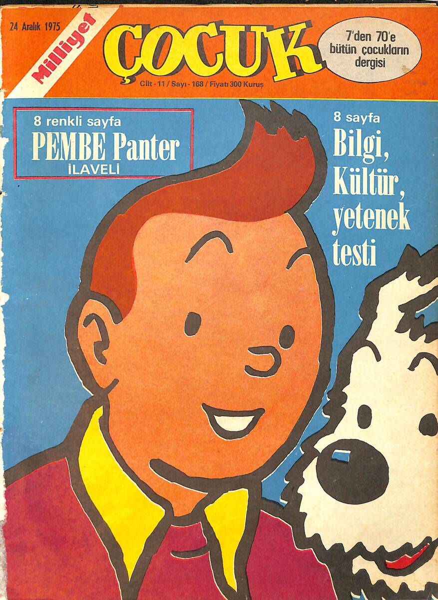 Milliyet Çocuk Dergisi 24 Aralık 1975 Sayı: 168 - Red Kit - Tatlı Cadı - Aristokratlar - Temel Reis - Gülden Karaböcek - Cem Karaca - Kaygısızlar NDR97169 - 1