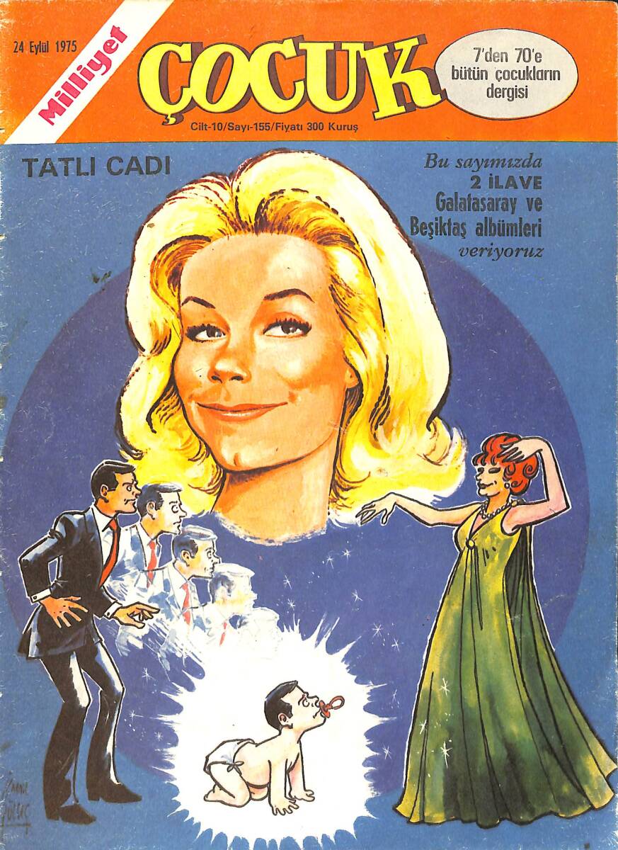 Milliyet Çocuk Dergisi 24 Eylül 1975 Sayı: 155 - Kapak: Tatlı Cadı - Aristokratlar - Red Kit - Pembe Panter - Şampiyon - Kaygısızlar NDR97124 - 1