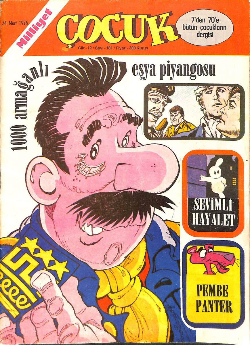 Milliyet Çocuk Dergisi 24 Mart 1976 Sayı: 181 - Albay Bum - Kaygısızlar - Pembe Panter - Örümcek Adam - Sevimli Hayalet NDR96031 - 1