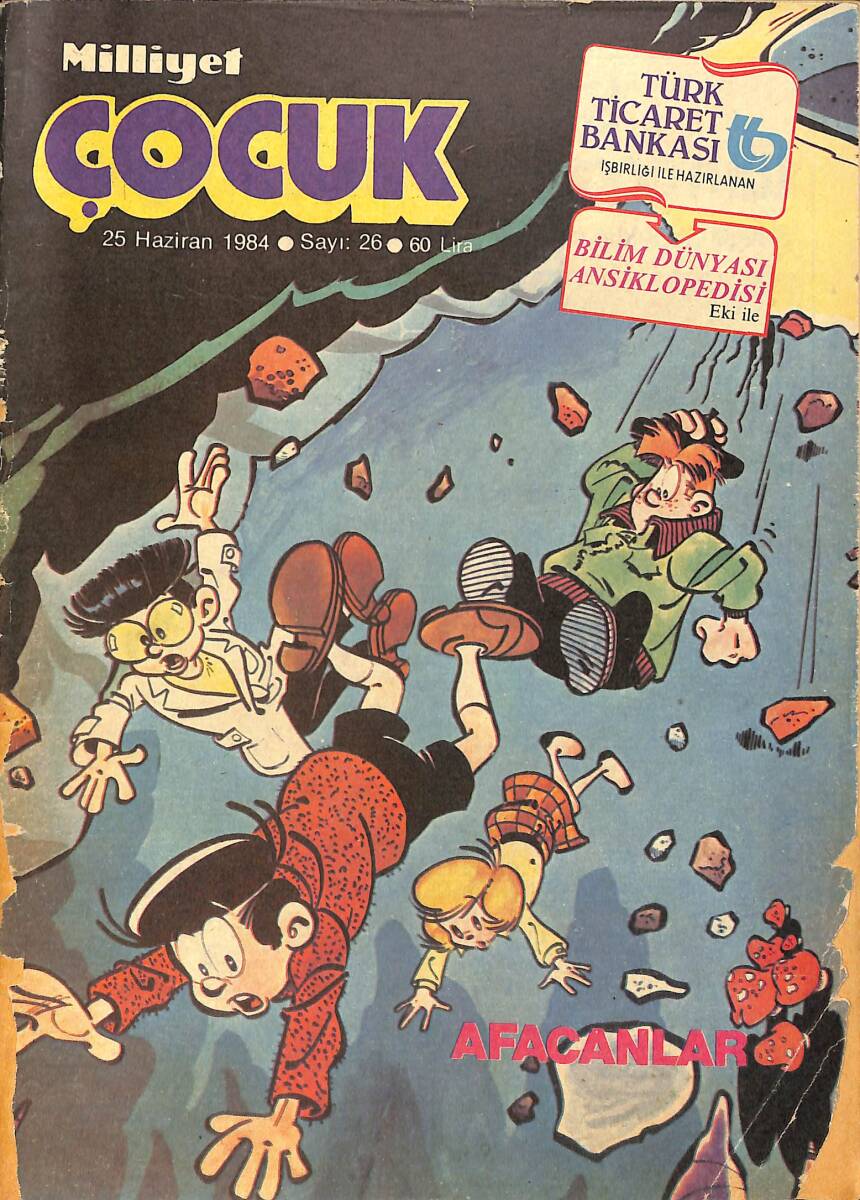 Milliyet Çocuk Dergisi 25 Haziran 1984 Sayı: 26 - Beşler Çetesi 3 - Red Kit 8 - Afacanlar 1 - Dandy Cin Cin Karikatürlü Balonlu Çiklet Reklamı NDR97120 - 1