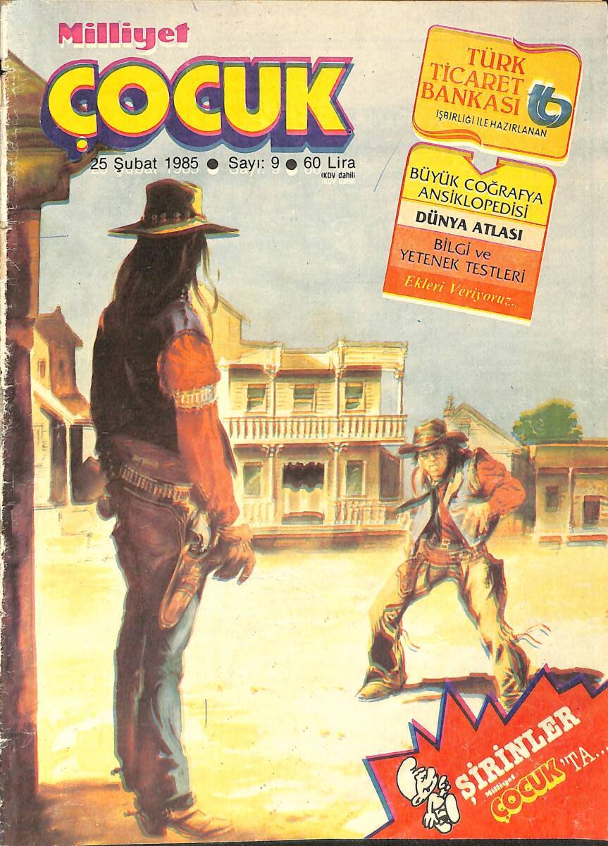 Milliyet Çocuk Dergisi 25 Şubat 1985 Sayı: 9 - Red Kit - Şimşek Santrafor - Şirinler NDR97052 - 1