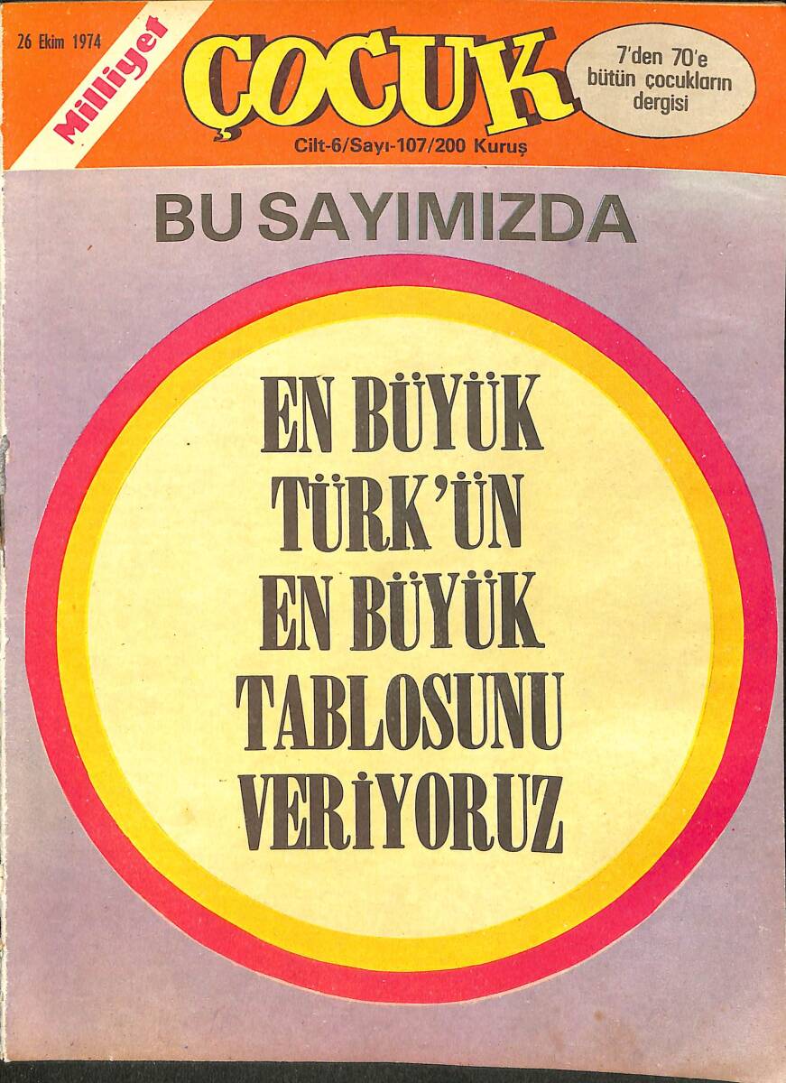 Milliyet Çocuk Dergisi 26 Ekim 1974 Sayı: 107 - Tommy Banco - Kaygısızlar Lord Sinclair Poster - Pembe Panter NDR97151 - 1