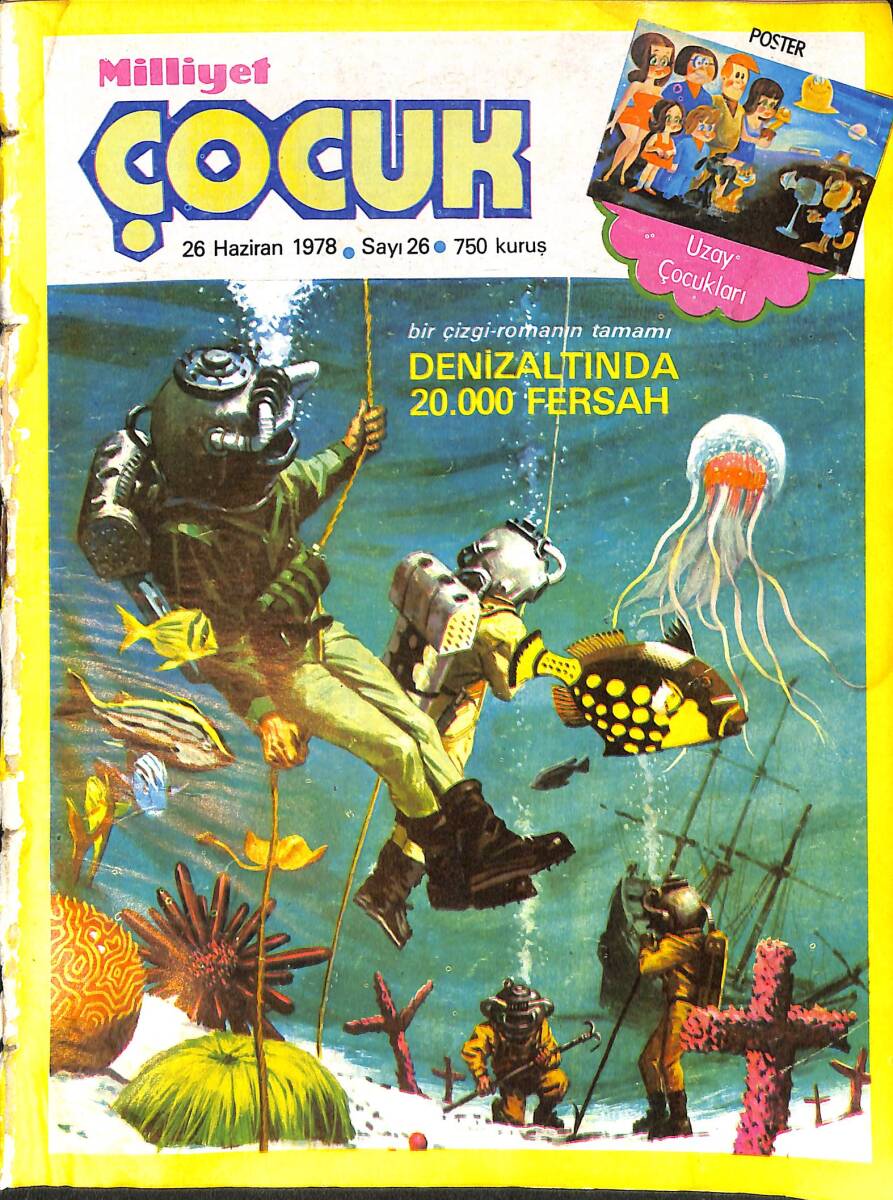 Milliyet Çocuk Dergisi 26 Haziran 1978 Sayı: 26 - Uzay Çocukları - Pembe Panter - Larry Yuma - Temel Reis NDR97127 - 1
