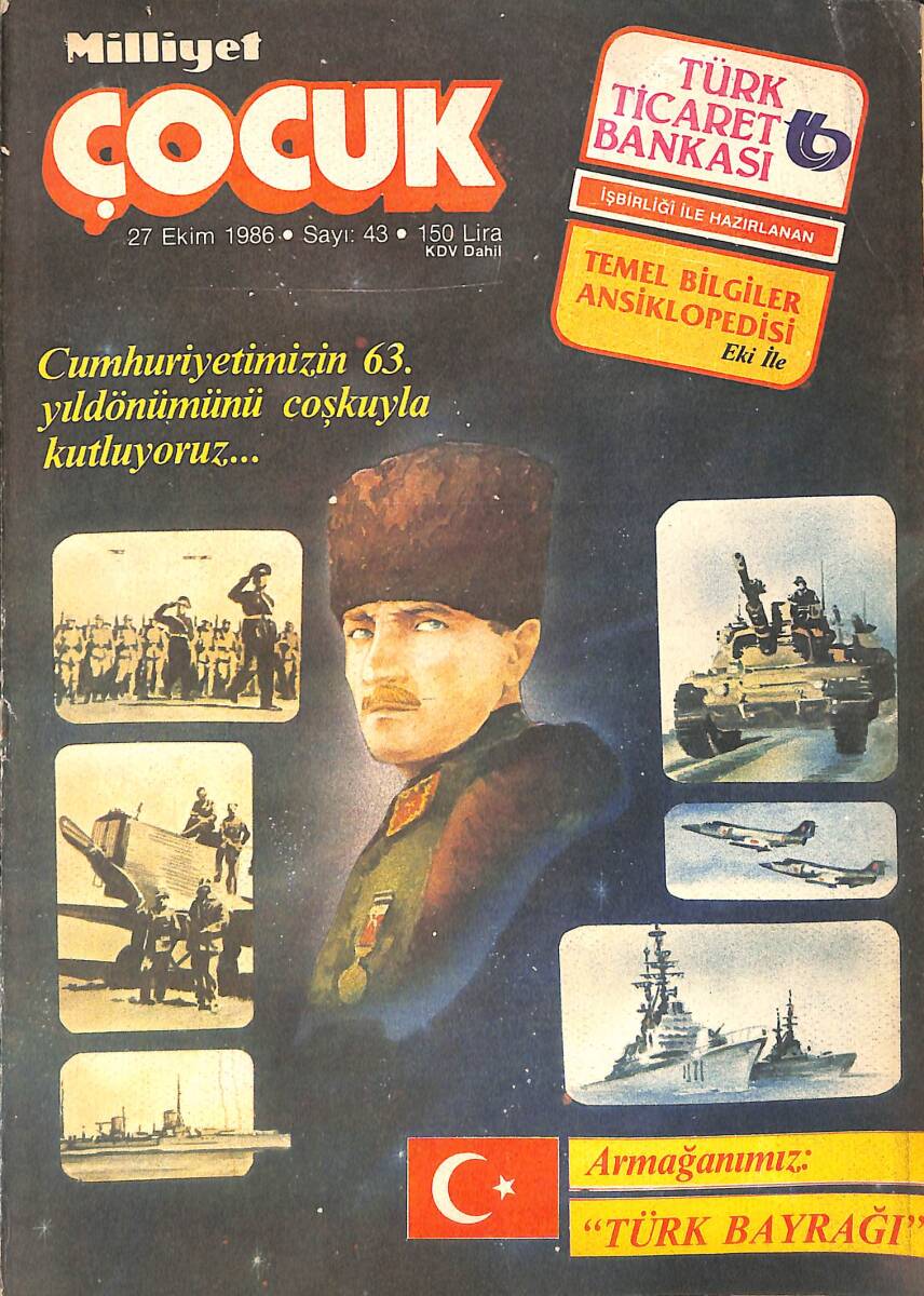 Milliyet Çocuk Dergisi 27 Ekim 1986 Sayı: 43 - Red Kit - Ormanlar Kralı Robin - Bilmece Bulmaca - Afacanlar - Dedektif Kemal - Şirinler NDR96047 - 1
