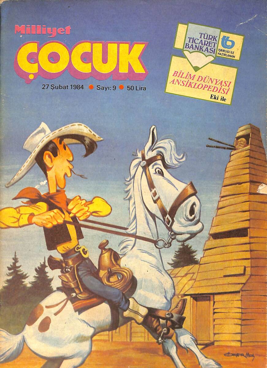 Milliyet Çocuk Dergisi 27 Şubat 1984 Sayı: 9 - Kapak: Red Kit - Maskara - Red Kit - Siyah Kısrak - Bob Morane - Cimcime NDR96021 - 1